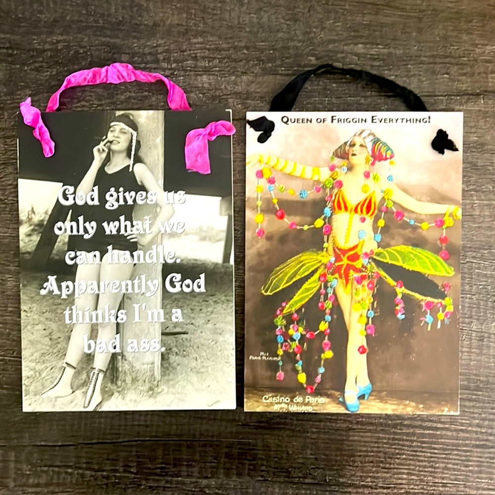 2 Wood hanging signs